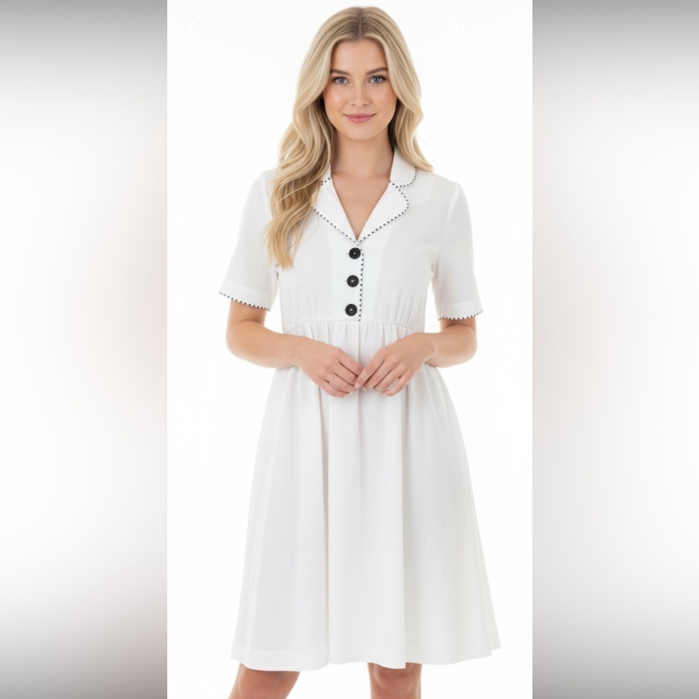 Vintage white nautical dress size 8 Petite